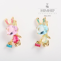 Trâm, Ghim Cài HimHip Thỏ Xách Giỏ Đáng Yêu HKCC Đính Phale 3,5*1,5cm