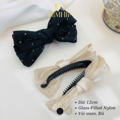 Kẹp Móc Dọc HimHip Resin Nơ Voan Bóng Đính Hạt Lấp Lánh 12cm