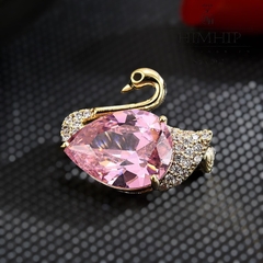 Trâm, Ghim Cài Áo HimHip Thiên Nga Hồng Sang Trọng HKCC Đính Phale 1,4*2cm