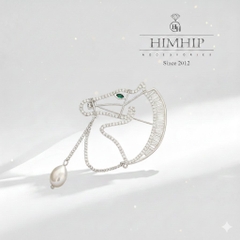 Trâm, Ghim Cài Áo HimHip HKCC Ngựa Tết Phale Phối Hạt Trai Thật 4.2*6.5cm