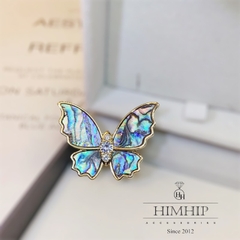 Trâm, Ghim Cài Áo HimHip Bướm Khảm Trai Ánh Xà Cừ Sang Trọng HKCC Đính Phale 4*2,8cm Phụ Kiện Áo Dài