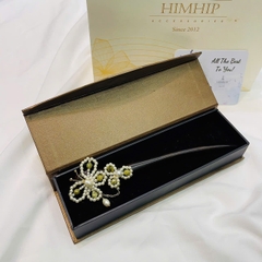Trâm Cài Tóc HimHip Châu Điệp Điểm Hoa Thanh Lịch 19cm Kèm Hộp Phụ Kiện Áo Dài