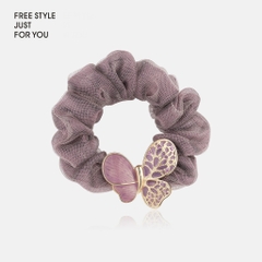 Scrunchies HimHip Phối Vải Voan Mặt Hướng Dương - Bướm Thanh Lịch 3cm