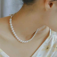 [Thiết kế] Vòng Cổ HimHip Tinh Thể Ngọc Trai 4.6.8Li Mix Khóa Bạc 925 39-41cm Phụ Kiện Áo Dài