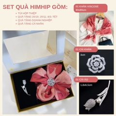Set Quà 20/10 HimHip Khăn Viscose 90x90cm & Cài Khăn, Cài Áo Kèm Túi Hộp Thiệp - 1283