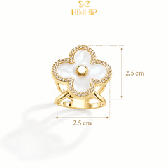Cài Khăn 4 Chấu HimHip HKCC Mặt Hoa May Mắn Viền Phale 2.6x2.6cm