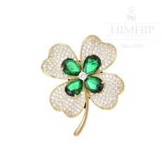 Trâm, Ghim Cài Áo HimHip Hoa 4 Cánh May Mắn HKCC Mix Phale Xanh 3.3*4cm