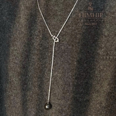 Vòng Cổ HimHip Minimal Pearl Lariat Mặt Tinh Thể Ngọc Trai 12ly Phối Dây Phale 2ly Lấp Lánh 60cm Kèm Hộp