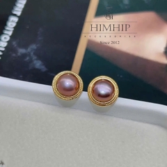 Khuyên Tai Nụ HimHip HKCC Hạt Trai Thật Phối Viên Ánh 1cm