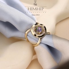 Cài Khăn 4 Chấu HimHip Size To Nụ Tròn Ánh Tím Sang Trọng HKCC Đính Phale 2.2x2.2cm
