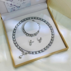 Set Vòng Cổ (46cm), Vòng Tay (16,5+4cm), Khuyên Tai HimHip Trai Dị Cao Cấp Kèm Hộp Nhung