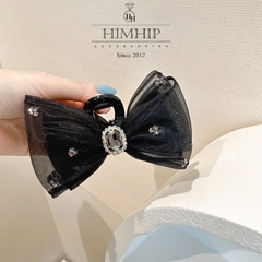 Kẹp Càng Cua HimHip Composite Nơ Voan 2 Tầng Phối Nụ Phale Lấp Lánh 16 Răng 12x7cm