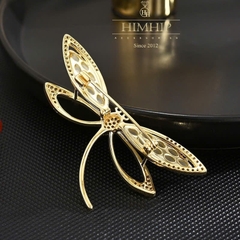 Trâm, Ghim Cài Áo HimHip HKCC Chuồn Nhỏ Cánh Phale Phối Đá Mắt Mèo 5.8*3.5cm