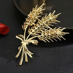 Trâm, Ghim Cài Tóc HimHip Chùm 3 Bông Lúa Thắt Nơ Phối Đá Phale Lấp Lánh 7*5cm