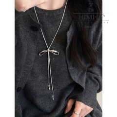 Vòng Cổ HimHip Titan Dây Rút Sợi Mì Chốt Nơ 4.9x1.9cm Thanh Lịch 80cm Kèm Hộp Phụ Kiện