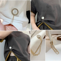 Pin Cài Tự Hít HimHip Mặt Khảm Trai Phối Viền Phale 2.7cm