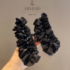 Kẹp Càng Cua HimHip Composite Đính Hạt Giả Trai Vải Nhún Sang Trọng 14 Răng 11x6cm