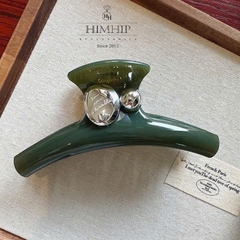 Kẹp Càng Cua HimHip Composite Đính Hạt Tròn Tráng Gương Thanh Lịch 18 Răng 12x5cm