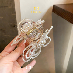 Kẹp Càng Cua HimHip Composite Hoa Giả Trai 5 Năm Cánh Viền Hạt 8 Răng 8x8cm