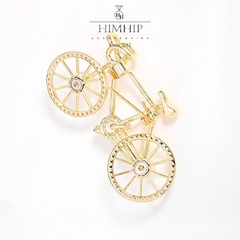 Trâm , Ghim Cài Áo HimHip HKCC Xe Đạp Nhỏ Đính Hạt Trai Thật 4.9*2.8cm Nam Nữ
