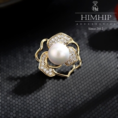 Pin Cài Áo HimHip Hoa Trà Nhụy Trai Sang Trọng HKCC Đính Phale 2*2cm