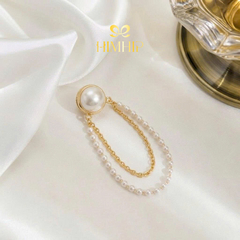 Pin Cài Tự Hít HimHip Nửa Hạt Giả Trai Dây Đôi 2 Kiểu 1.2cm