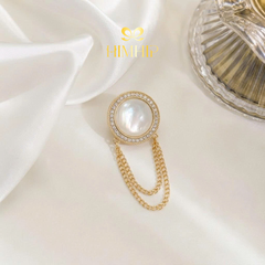 Pin Cài Tự Hít HimHip Mặt Khảm Trai Phối Viền Phale 2.7cm