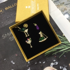 Pin Cài Áo HimHip Cà Tím Dễ Thương HKCC Đính Phale 0,7*2cm