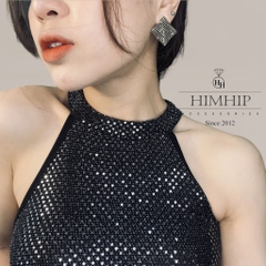 Khuyên Tai Nụ HimHip Hình Thoi Sang Trọng HKCC Đính Phale 3x3cm