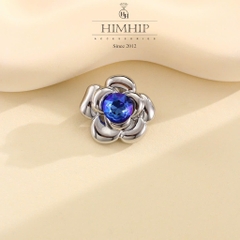 Trâm, Ghim Cài Áo Nhỏ HimHip Hoa Hồng Trơn Thanh Lịch Đính Phale 2,5cm - Trắng