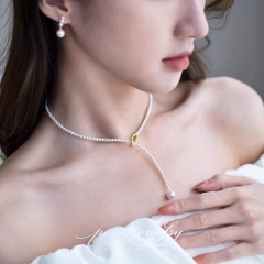 [Thiết kế] Vòng Cổ HimHip Tinh Thể Ngọc Trai Dáng Thả Thanh Lịch 46+0cm