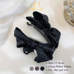 Kẹp Móc Dọc HimHip Glass-filled Nylon Nơ Vải Hạt Giả Trai Đính Hoa Hồng Nhỏ 11x6cm