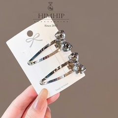 Kẹp Mái Bật Himhip Đính Phale Mặt Nơ Xám Sang Trọng
