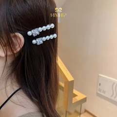 Kẹp Mỏ Vịt HimHip HKCC Hạt Giả Trai Gắn Hoa Phale Nhiều Hình 6.5x1.5cm