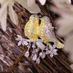 Trâm, Ghim Cài Áo HimHip Chim Uyên Ương Sang Trọng HKCC Đính Phale 4*5cm