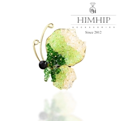 Trâm, Ghim Cài Áo HimHip Bướm Đá Lấp Lánh Sang Trọng HKCC Đính Phale 3*4cm