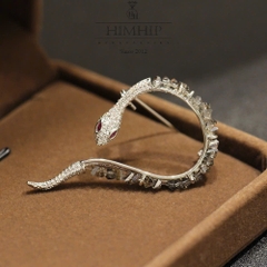 Trâm, Ghim Cài Áo Nam Nữ HimHip Rắn Đá Sang Trọng HKCC Đính Phale 3*5,5cm