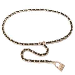 Dây Lưng Da Phối Xích Túi Xách Sang Trọng 1*105cm