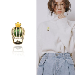 Pin Cài Áo HimHip Chậu Xương Rồng Xanh Đáng Yêu HKCC Đính Phale 2*2,8cm