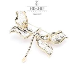 Trâm, Ghim Cài Áo HimHip Chuồn Chuồn Cánh Lá Phong Thanh Lịch HKCC Đính Phale 6,5*8cm