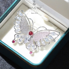 Trâm, Ghim Cài Áo HimHip Bướm Đầu Đỏ Sang Trọng HKCC Đính Phale 4,5*6cm