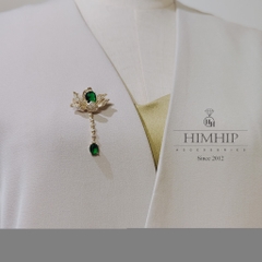 Trâm, Ghim Cài Áo Nhỏ HimHip Hoa Sen Tua Dài Sang Trọng HKCC Đính Phale 2,5*5cm