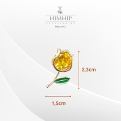 Pin Cài Áo HimHip Bông Hoa Tulip Nhỏ Sang Trọng HKCC Đính Phale 2,3*1,5cm
