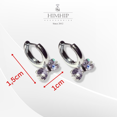 Khuyên Tai Ngắn HimHip Mặt Nơ Thanh Lịch HKCC Đính Phale 1x1.5cm
