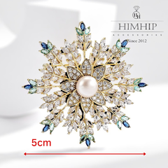 [Noel] Trâm, Ghim Cài Áo HimHip Hoa Tuyết Sang Trọng HKCC Mix Trai 5*5cm