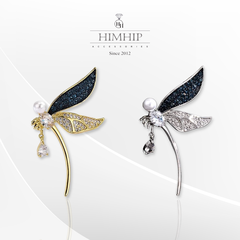 Trâm, Ghim Cài Áo HimHip Chuồn Chuồn Gắn Đá Sang Trọng HKCC Đính Phale 3*5cm