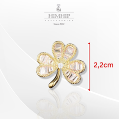 Trâm, Ghim Cài Áo Nhỏ HimHip Cỏ 3 Lá HKCC Phối Phale May Mắn 2.2x2.2cm