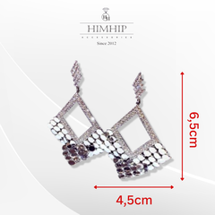 Khuyên Tai Bản To HimHip Mặt Thoi Thanh Lịch HKCC Đính Phale 4.5x6.5cm