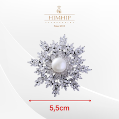 [Noel] Trâm, Ghim Cài Áo HimHip Hoa Tuyết Sang Trọng HKCC Mix Trai 5,5*5,5cm