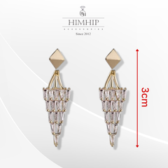 Khuyên Tai Ngắn HimHip Tháp Tam Giác Sang Trọng HKCC Đính Phale 3cm